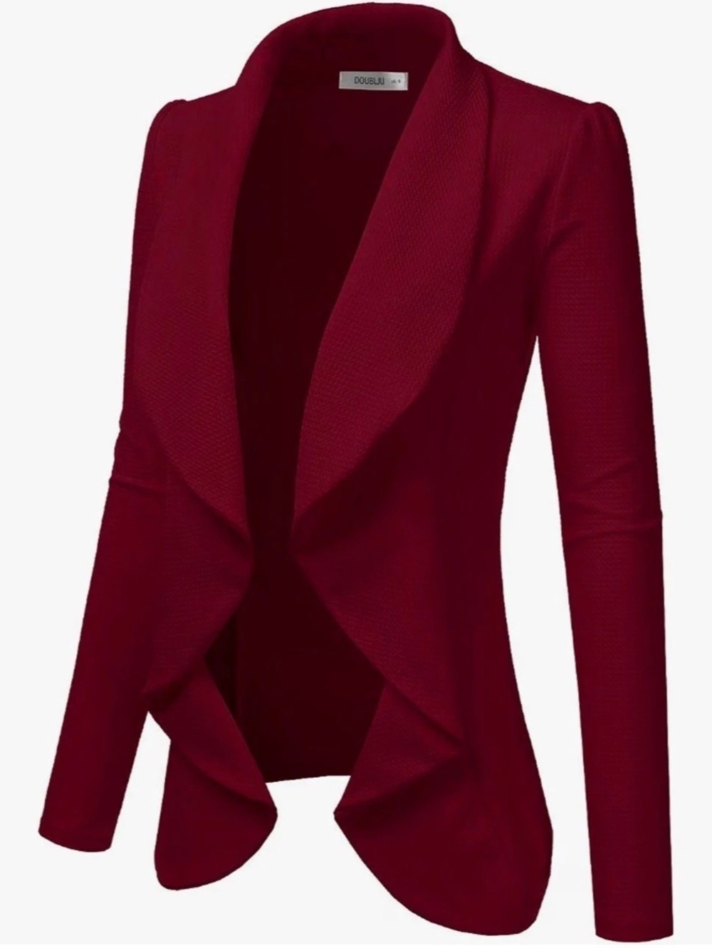 Doublju Classic Draped Open Front Blazer Red Size 2X